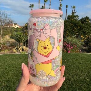 Winnie the Pooh and friends valentine Snow globe tumbler 16oz